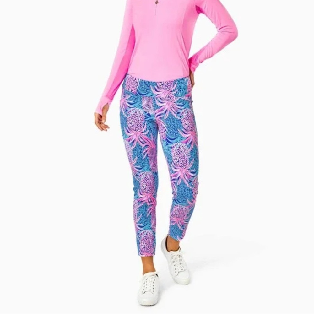Lilly Pulitzer 28" Corso Pant UPF 50+ Borealis Blue Tropic Down Low Golf Size 0